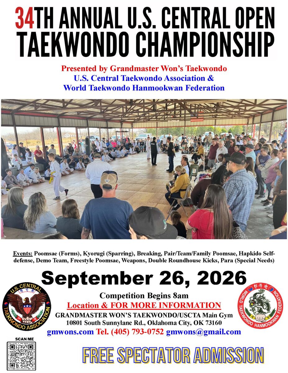 34th Annual U.S. Central Open Taekwondo Championship official poster